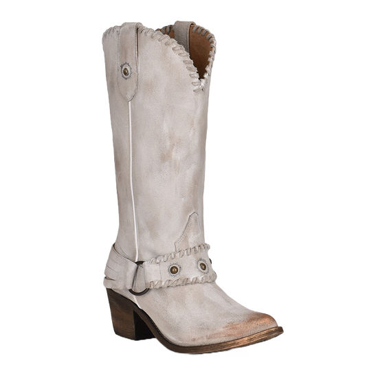 Circle G by Corral Ladies White Woven Harness Pointed Toe Boots Q0207