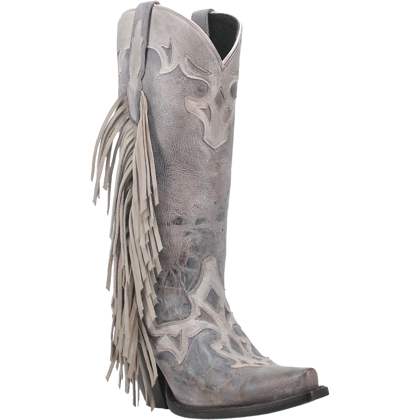 Dan Post Ladies 13" Ameya Grey Metallic With Fringe Western Boots DP4379