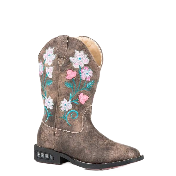 Roper Toddlers Dazzle Light Up Floral Leather Western Boots 09-017-1203-2761
