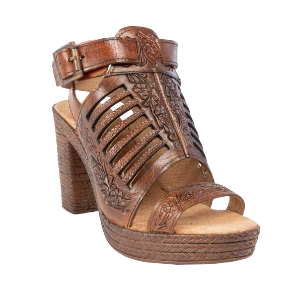 Roper Ladies Mika lll Leather Open Toe Cognac Heel Strappy Sandal 09-021-0946-2897