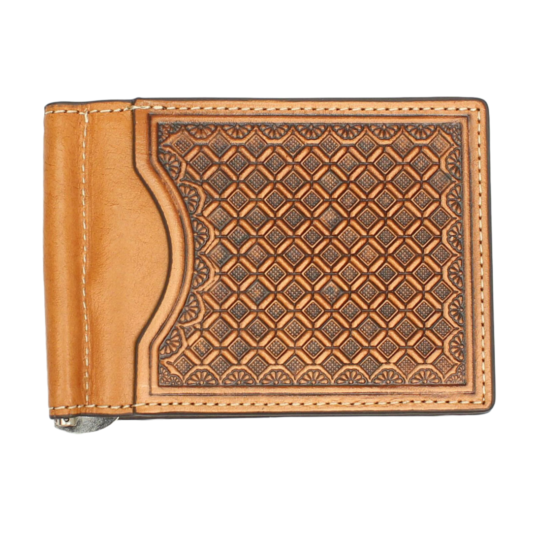 Nocona Men's Natural Embossed Slim Fold Money Clip Wallet N5412748
