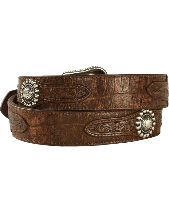 Ariat Men's Floral Concho Leather Overlay Belt A1022202