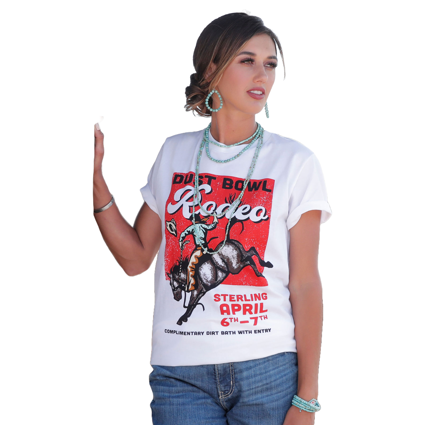 Cruel Denim Ladies Dust Bowl Rodeo White Graphic T-Shirt CTT7385013