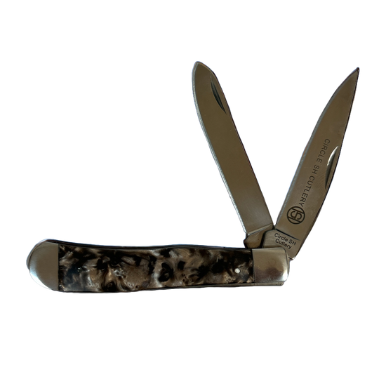 Circle SH Cutlery Black Explosion Folding Trapper Knife OK324