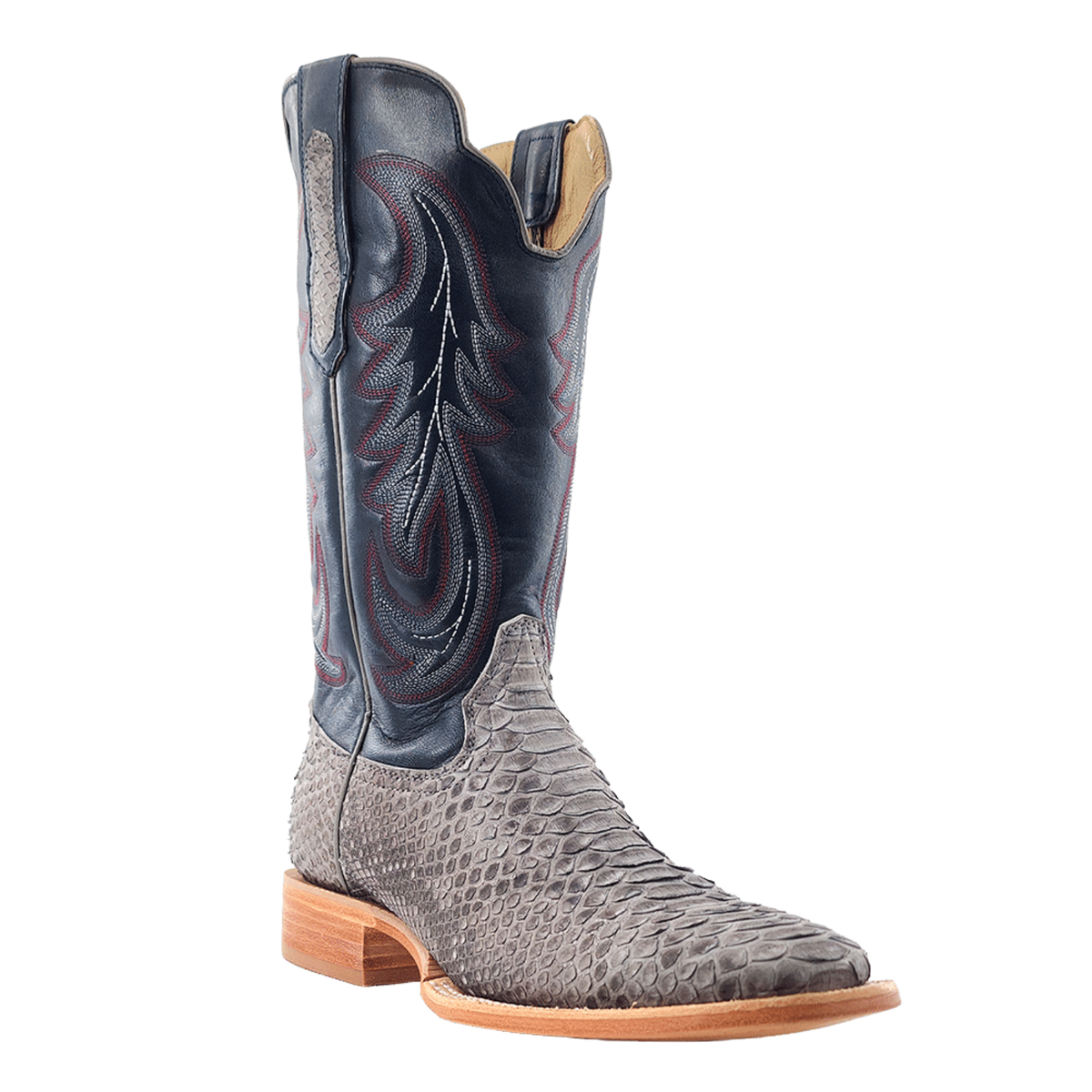 R.Watson Men's Back Cut Grey Sueded Back Cut Python Western Boots RW79