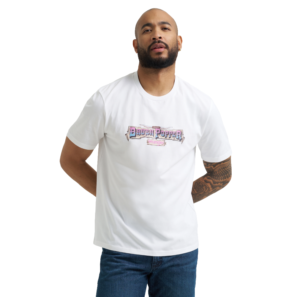 Wrangler Men's Bright White Brush Popper T-Shirt 112373739