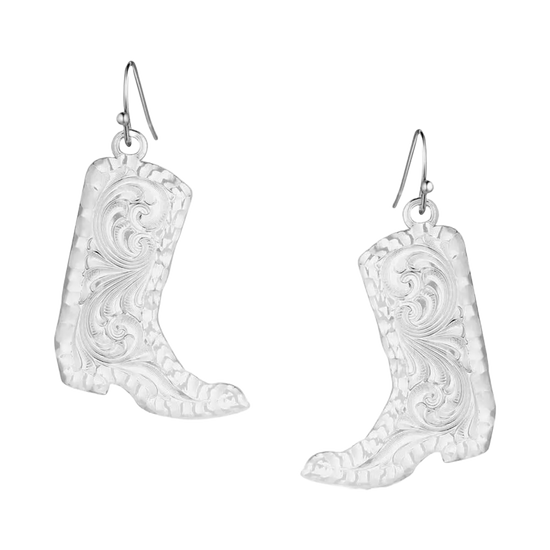 Montana Silversmith Ladies Chiseled Boot Silver Earrings ER5668