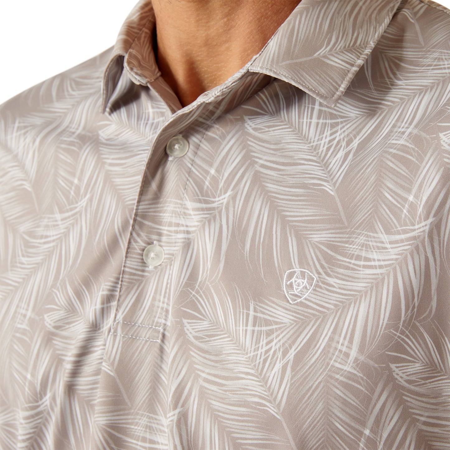 Ariat Men's Palm Printed Light Grey Polo Shirt 10051315