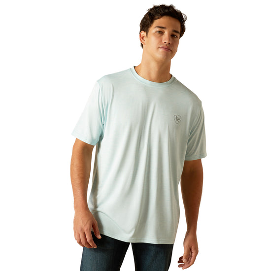 Ariat Men's Charger Crestline Iced Aqua Blue T-Shirt 10051354