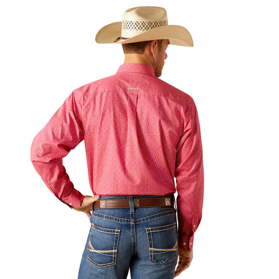 Ariat Men's Wrinkle Free Geometric Pink Button Down Shirt 10051473