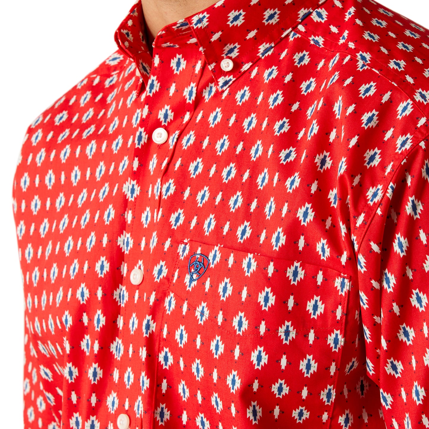 Ariat Men's Geometric Beacon Red Classic Button Down Shirt 10051494