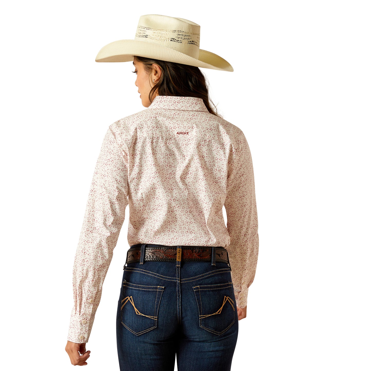 Ariat Ladies Kirby Stretch Wrinkle Resistant White Button Down Shirt 10051331