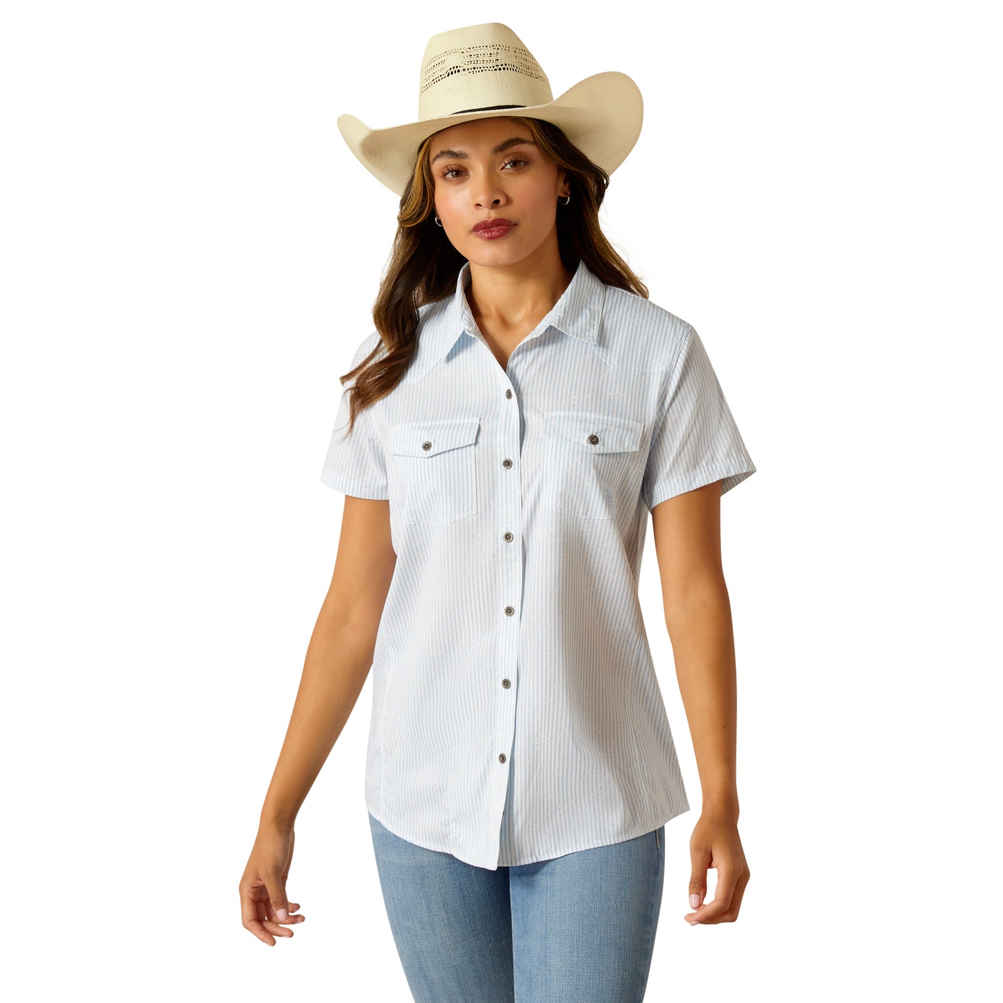 Ariat Ladies Western VentTEK Distressed Stripe Button Down Shirt 10051373