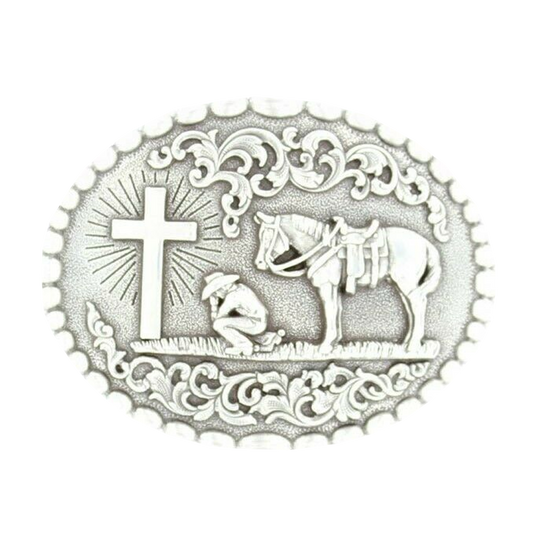 Nocona  Engraved Cowboy Prayer Belt Buckle 37374