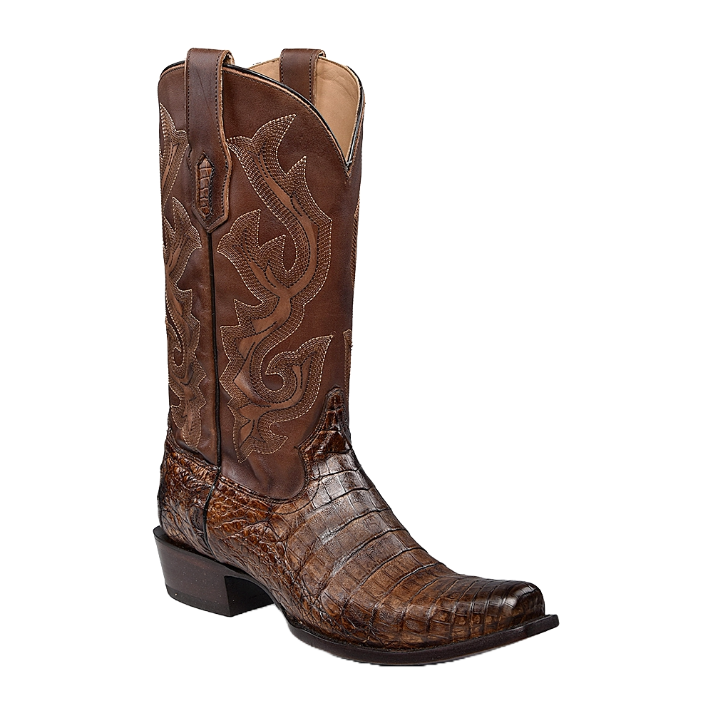 Corral Mens Honey Brown Caiman Embroidery Narrow Square Toe A4552