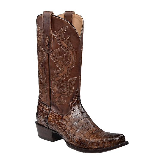Corral Mens Honey Brown Caiman Embroidery Narrow Square Toe A4552