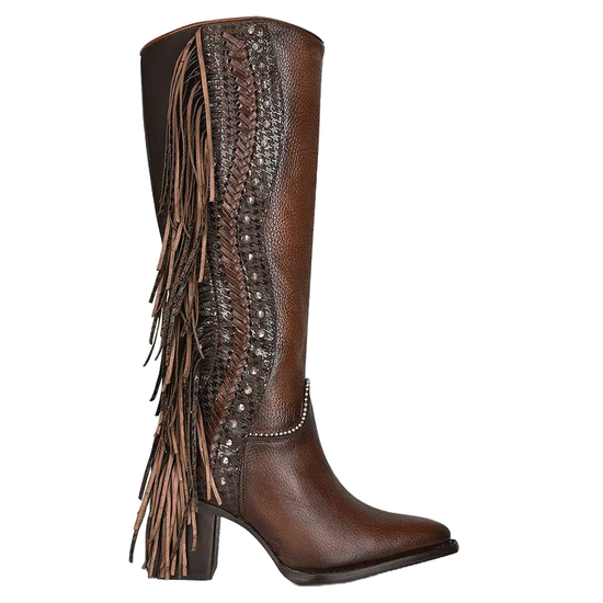 Cuadra Ladies Handmade Fringed Brown Leather Western Boot CU695
