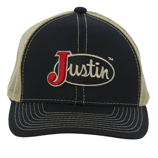 Justin Men's Classic Logo Mesh Back Black Snapback Cap JCBC008-BLK