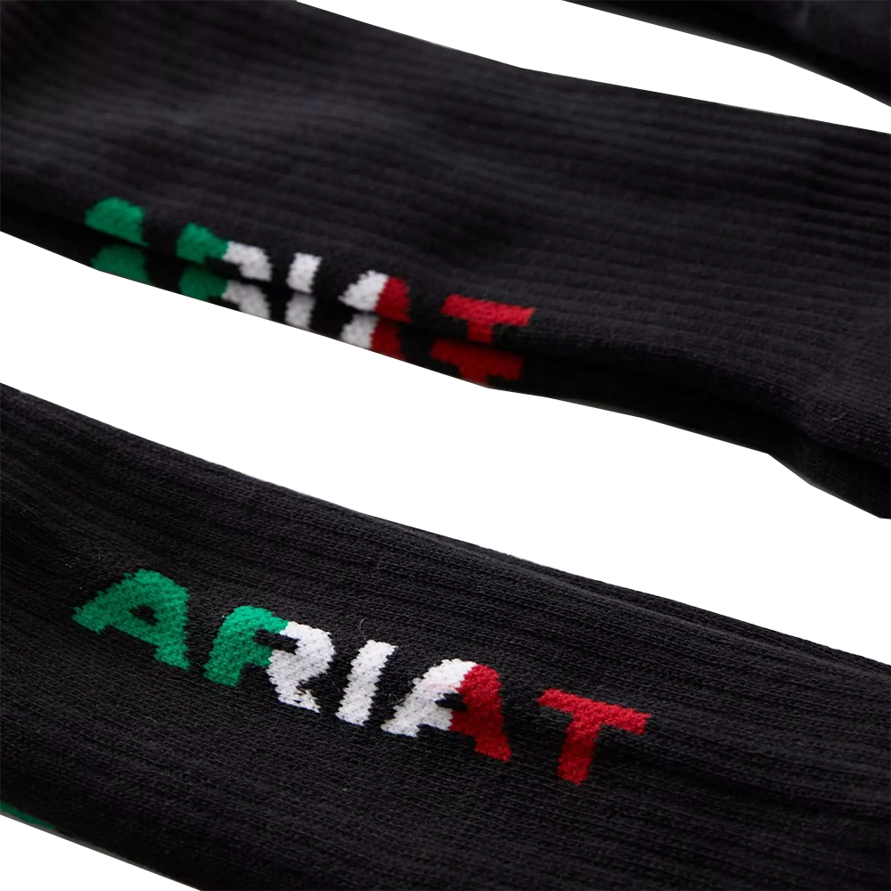 Ariat Premium 3 PK Mexico Black Crew Socks AR2239003 Wild West Boot