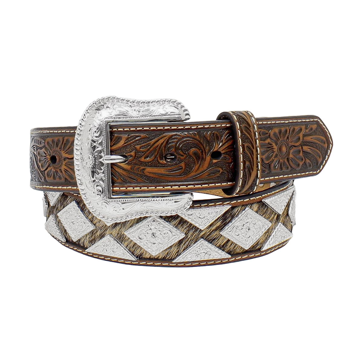 Nocona Leather Cheetah Horseshoe Crystal Belt Sz L Nocona Girls main image 4