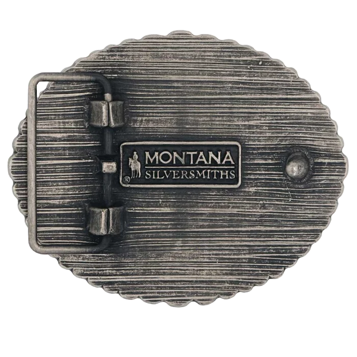 Montana Silversmiths Men's Rustic Barbed Longhorn Buckle A972S