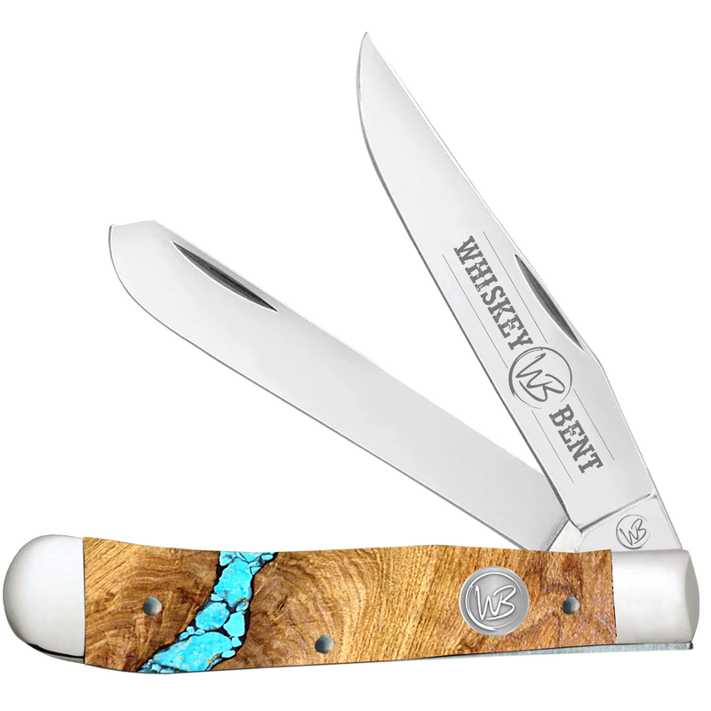 Whiskey Bent Turquoise River Trapper Double Blade Pocket Knife WB11-14