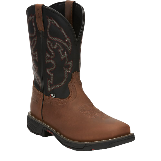 Justin Men's Rush Leather Black & Brown Composite Square Toe Boots WK4337
