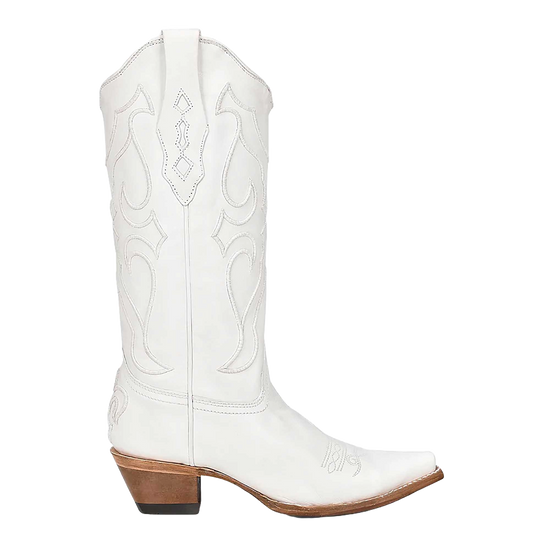 Corral Ladies Western Embroidery Snip Toe White Pull On Boots Z5046