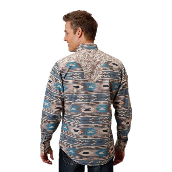 Roper Men's Horizontal Aztec Print Long Sleeve Shirt 03-001-0067-0771