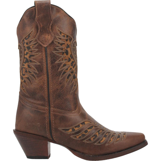 Laredo® Ladies Stella Brown & Leopard Print Square Toe Boots 52396