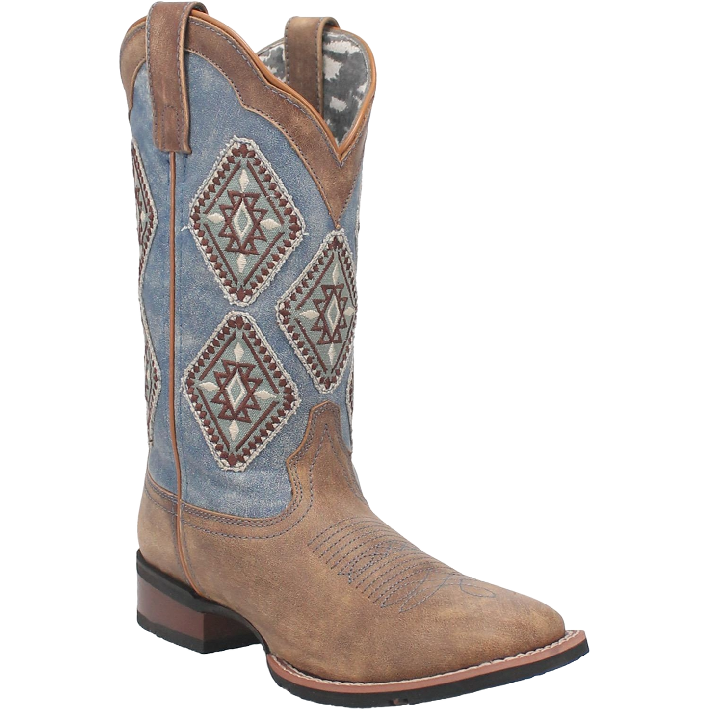 Laredo Ladies Santa Fe Tan & Blue Square Toe Boot 5969