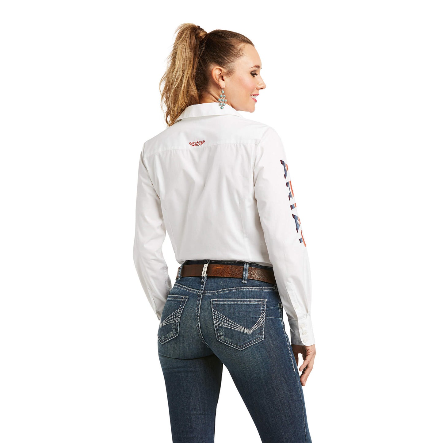 Ariat® Ladies Team Kirby Long Sleeve Stretch White Shirt 10037926