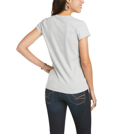 Ariat Ladies Real Heather Grey Logo Short Sleeve Tee Shirt 10035215