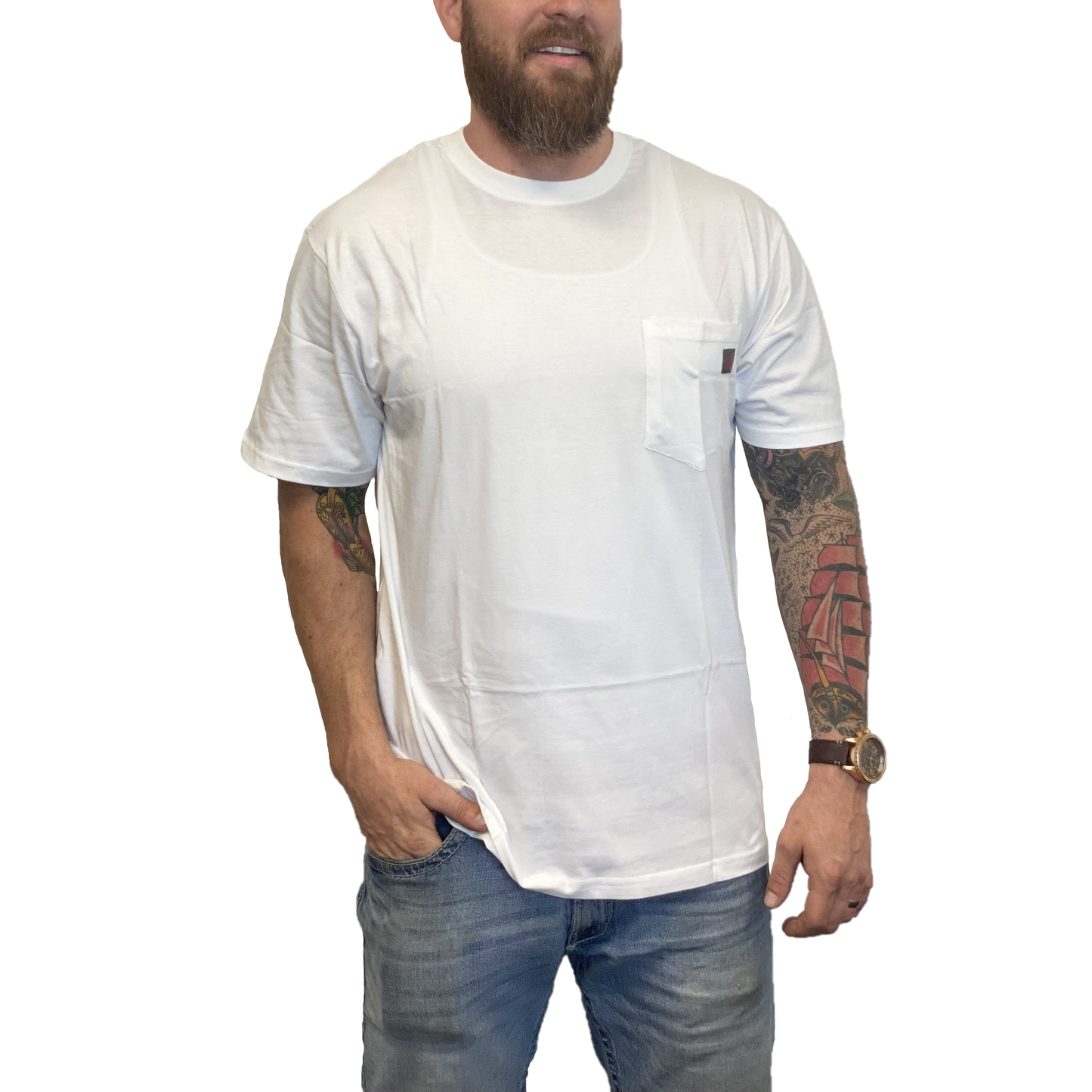 Justin Men's Pocket Short Sleeve White Work T-Shirt J-1459-WHT