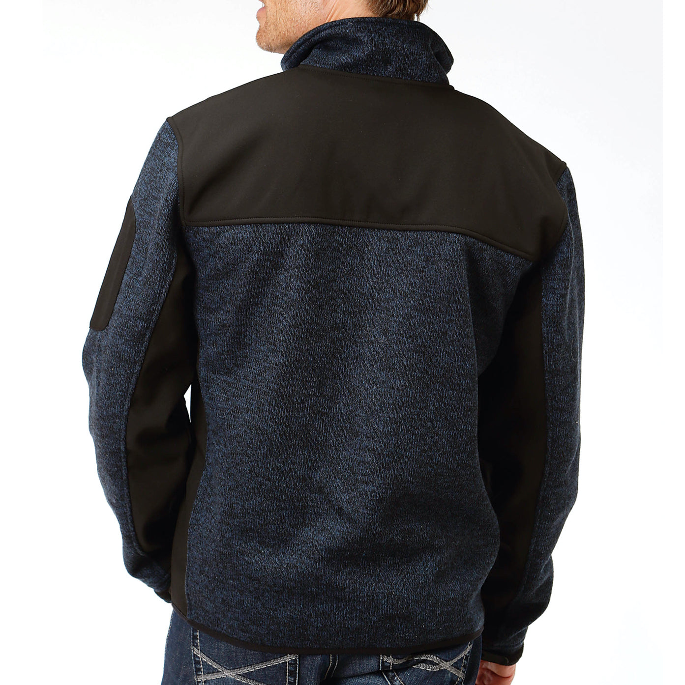Roper Men's Blue & Black Knit Sweater Fleece Jacket 03-097-0794-7110BU