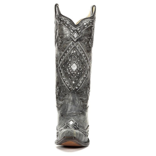 Corral Ladies Black and Silver Glitter Inlay Boots A2963 - Wild West Boot Store - 2
