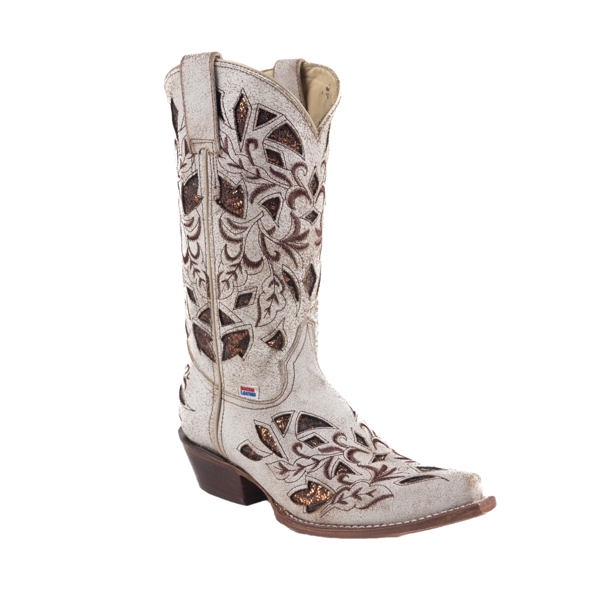 RockinLeather Ladies Cracked White Snip Toe Western Boots 2205 Wild