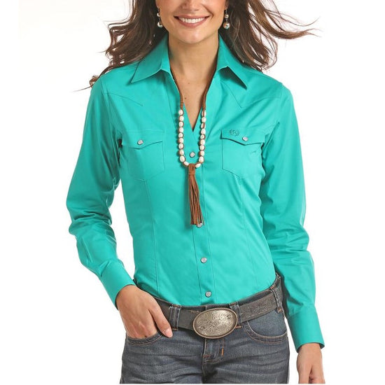 Panhandle Ladies Emerald LS Solid Stretch Snap Shirt 22S8041-36