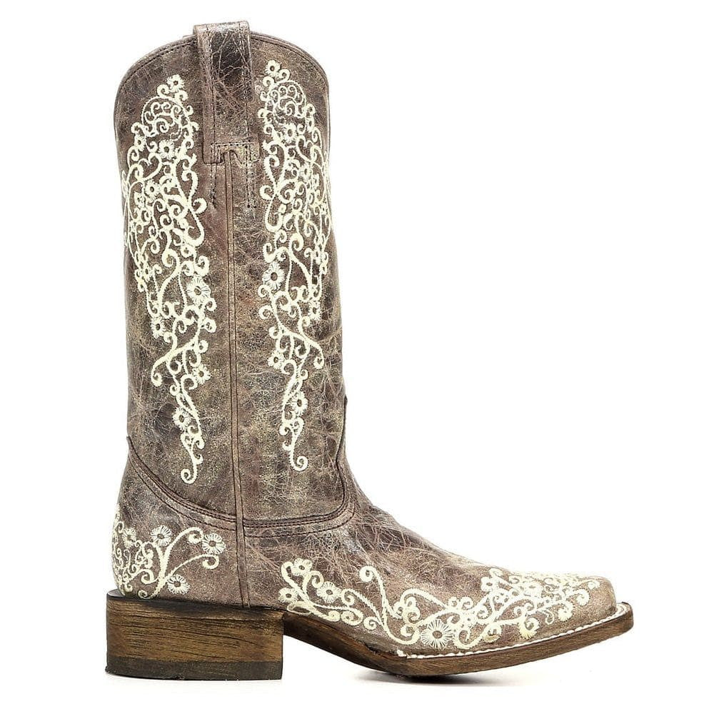 Corral Ladies Brown Crater Bone Embroidered Boots A2663 - Wild West Boot Store - 3