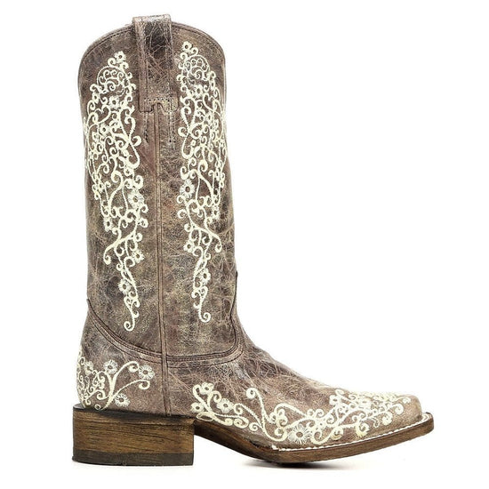 Corral Ladies Brown Crater Bone Embroidered Boots A2663 - Wild West Boot Store - 3