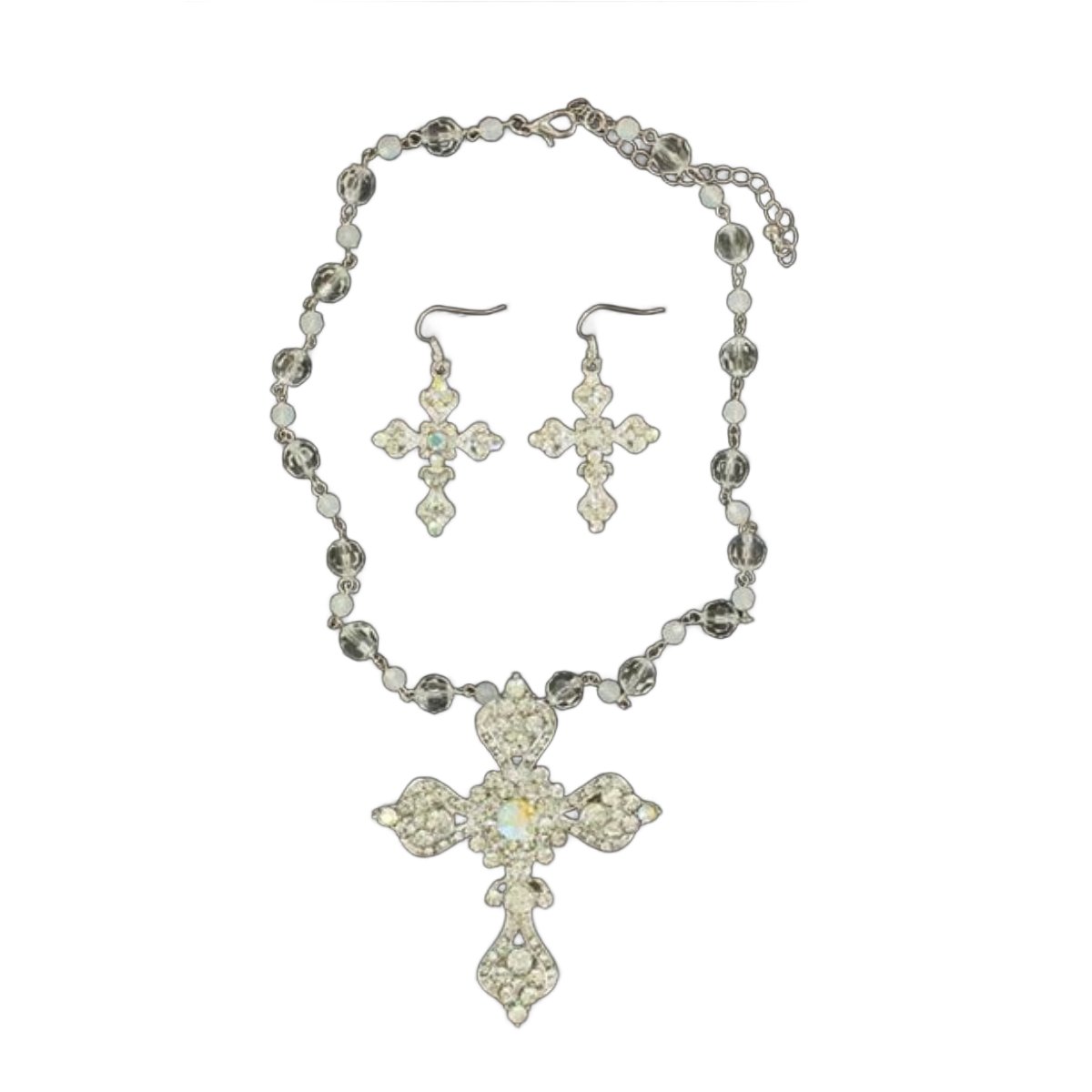Blazin Roxx® Ladies Crystal Cross Necklace & Earrings Set 3030805