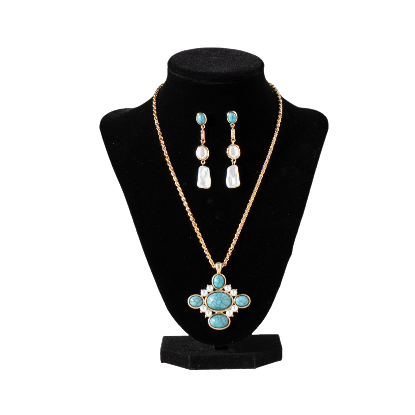 Blazin Roxx Ladies Drop Gold Necklace & Earring Set 3054835