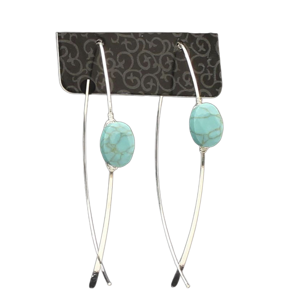 Blazin Roxx® Ladies Turquoise Stone Silver Hook Earrings 30918