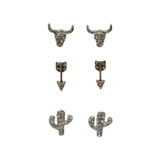 Blazin Roxx® Ladies 3 Piece Arrow & Cactus Earring Set 30959