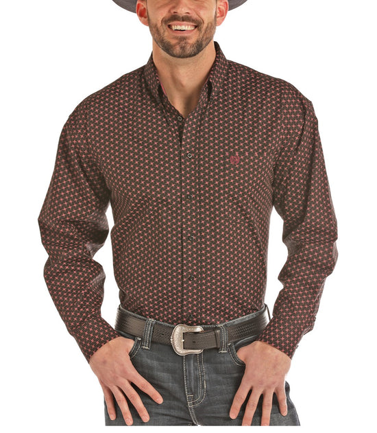 Panhandle Select Men's Poplin Print Button Down Shirt 36D2209