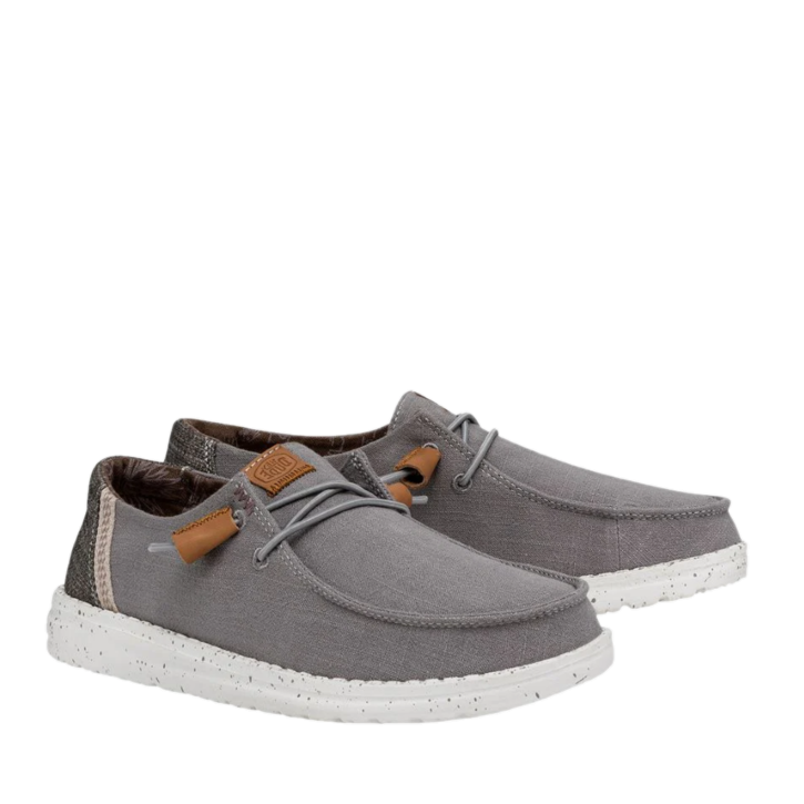 Hey Dude Ladies Wendy Washed Canvas Grey Slip On Shoes 40297-030