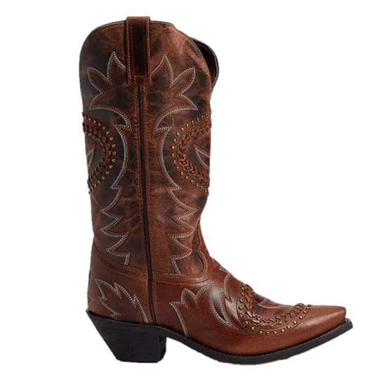 Laredo® Ladies Tan Twistz Studded Brown Snip Toe Boots  52390