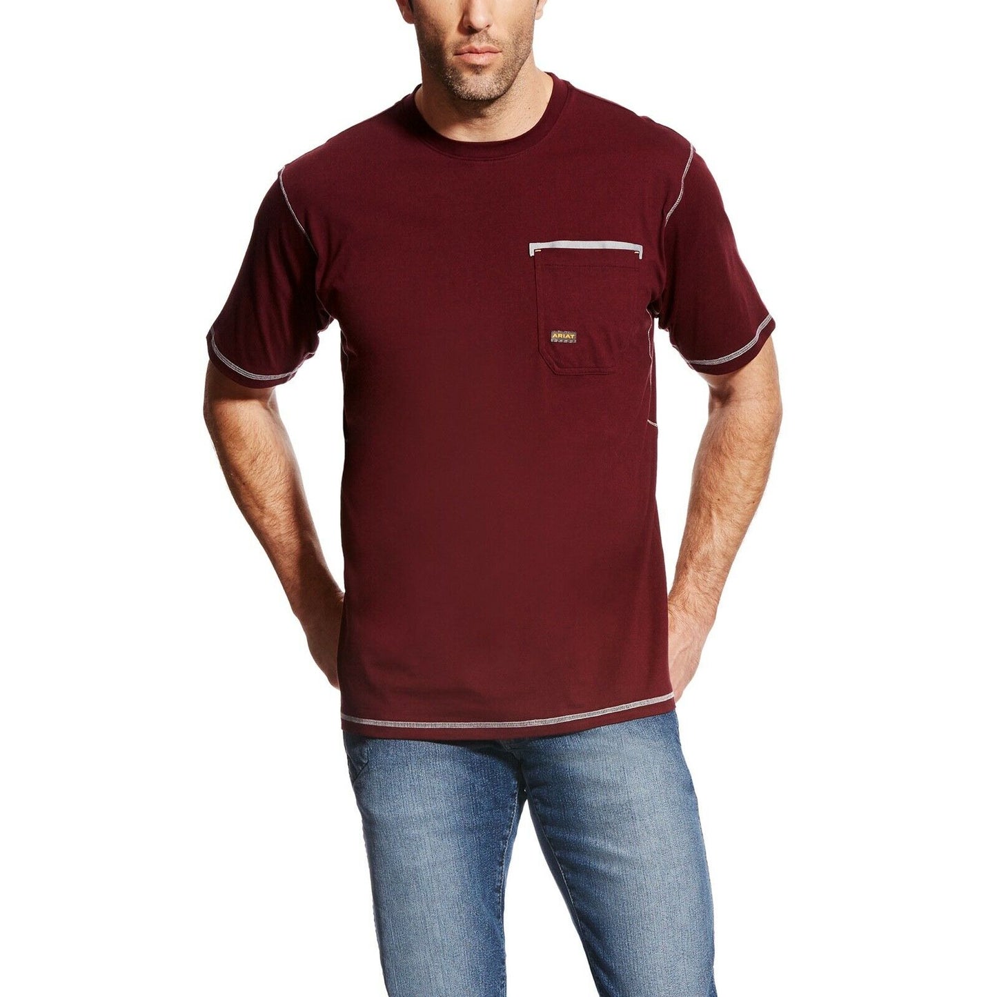 Ariat® Men's Rebar Workman Vent Malbec Short Sleeve T-Shirts 10022426