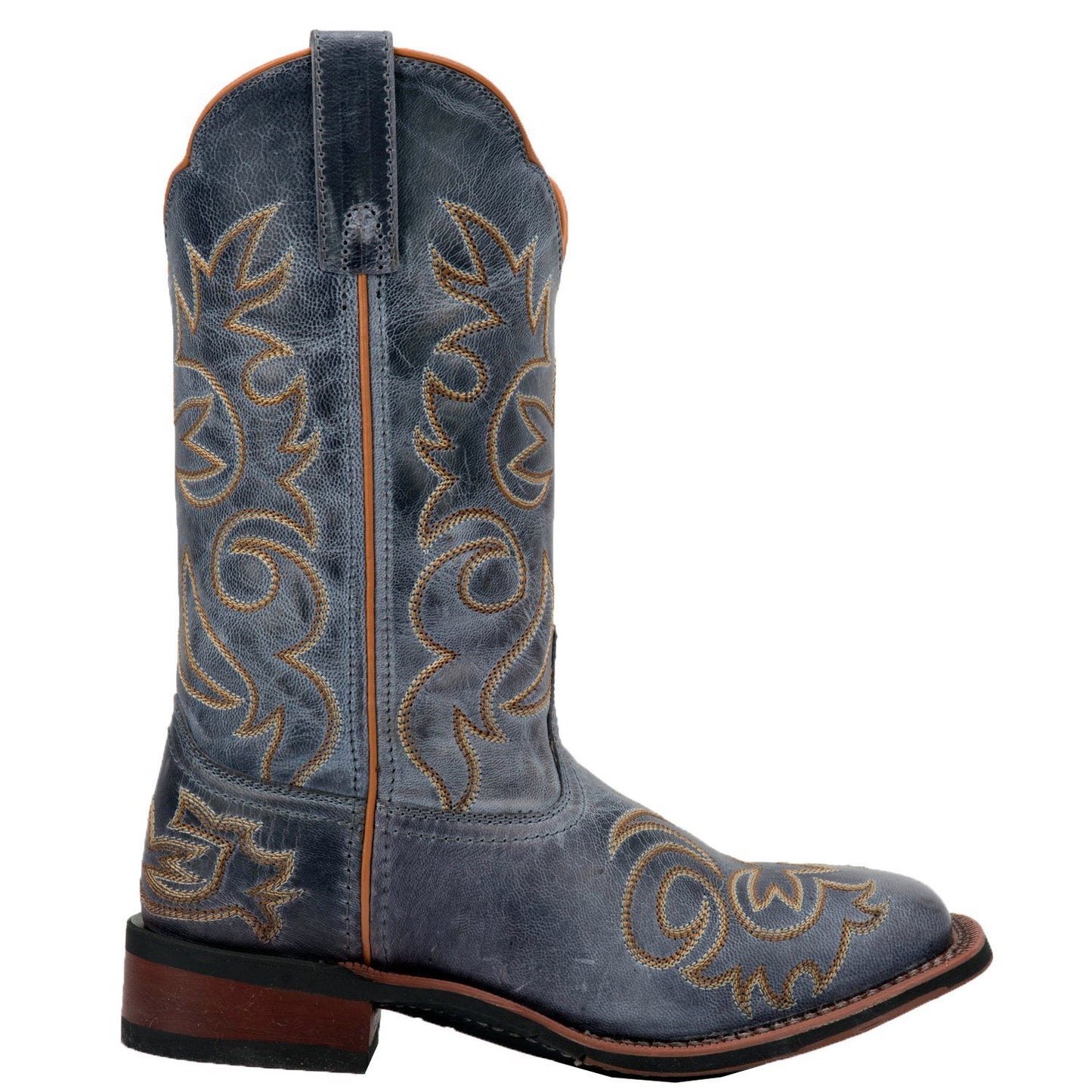 Laredo Ladies Ella Navy Embroidered Square Toe Western Boots 5676