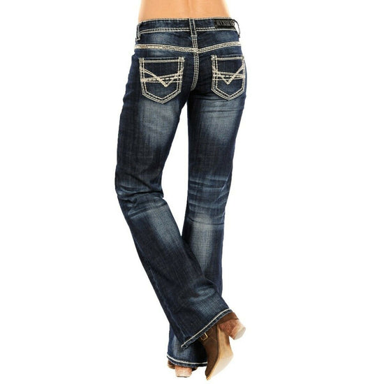 Rock & Roll Denim Ladies Riding Boot Cut Jeans W7-9516